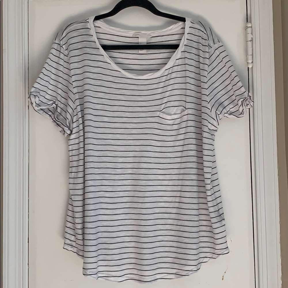 H&M basic white striped top